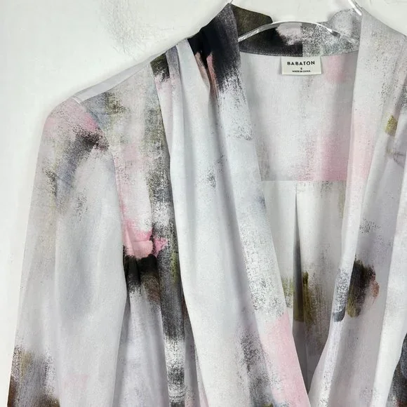 Aritzia Babaton Ambrose Bodysuit Frost Pink Dream Wrap-front Size Small S I1396 - Picture 2 of 14